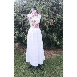 A New Day White Eyelet Skirt Med Maxi Elastic Pockets Lined Cottagecore Boho